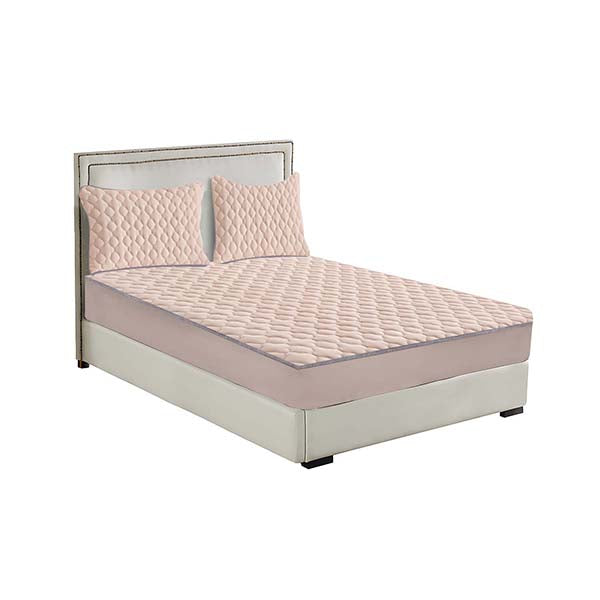 Beige 183Cm Wide Mattress Cover Thick Quilted Fleece Stretchable