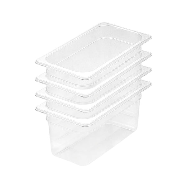 150mm Clear Gastronorm GN Pan 1/3 Food Tray Storage Bundle of 4