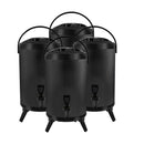4X 12L Stainless Steel Insulated Milk Tea Barrel Hot and Cold Beverage Dispenser Container with Faucet Black