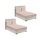 2X Beige 138Cm Wide Mattress Cover Quilted Fleece Stretchable