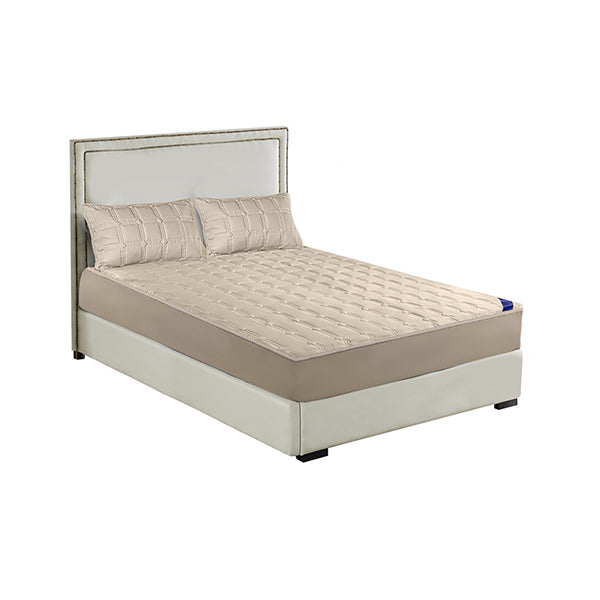 Beige 153Cm Wide Mattress Cover Thick Quilted Stretchable Bed Sheet