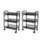 2X 3 Tier Steel Black Bee Mesh Kitchen Cart Multi-Functional Shelves Portable Storage Organizer with Wheels