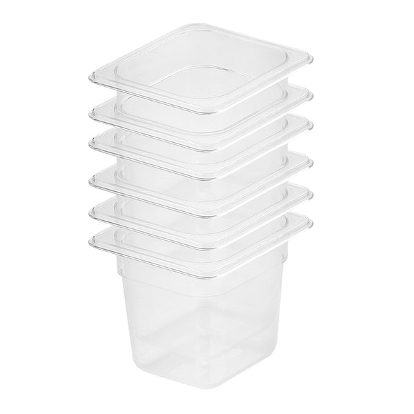 150mm Clear Gastronorm GN Pan 1/6 Food Tray Storage Bundle of 6