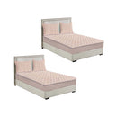 2X Beige 183Cm Wide Mattress Cover Quilted Fleece Stretchable