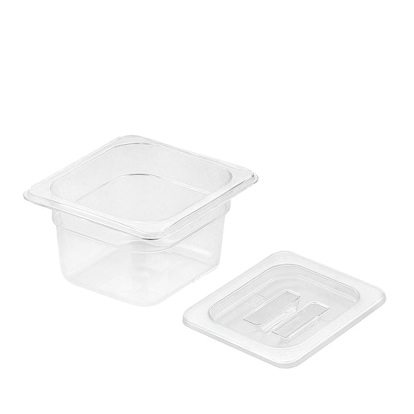 100mm Clear Gastronorm GN Pan 1/6 Food Tray Storage with Lid