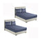 2X Blue 183cm Wide Cross Hatch Mattress Cover Thick Quilted