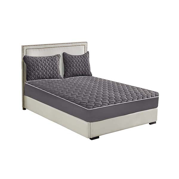Grey 183Cm Wide Mattress Cover Thick Quilted Fleece Stretchable
