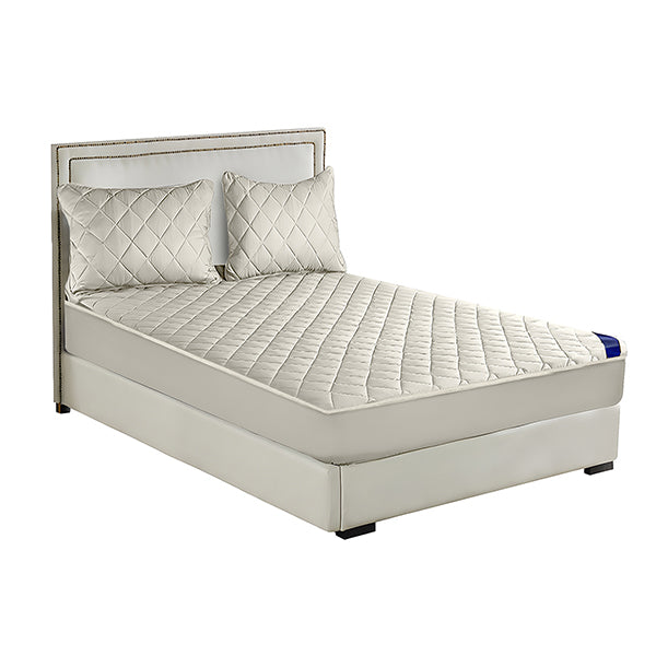 White 153Cm Wide Cross Hatch Mattress Cover Thick Quilted Stretchable