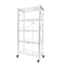 5 Tier Steel White Foldable Display Stand Multi-Functional Shelves Portable Storage Organizer with Wheels