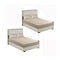 2X Beige 153Cm Wide Mattress Cover Quilted Stretchable Bed Sheet