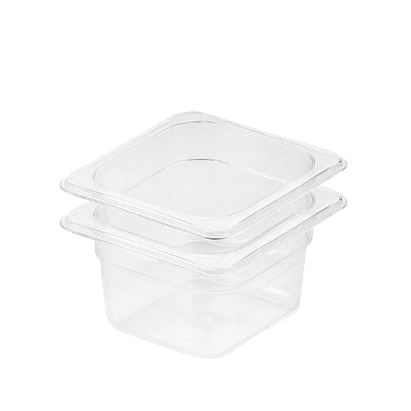 100mm Clear Gastronorm GN Pan 1/6 Food Tray Storage Bundle of 2