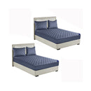 2X Blue 153Cm Wide Cross Hatch Mattress Cover Quilted Stretchable