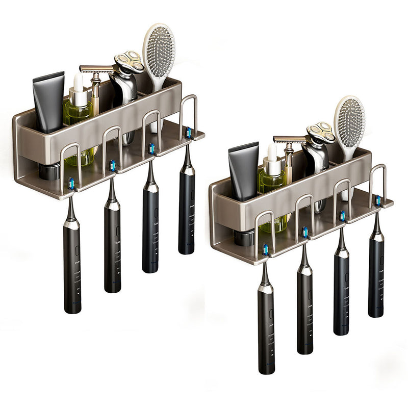 2X 27cm Wall-Mounted Bathroom Storage Organiser Space Saving Adhesive Shelf Rack