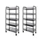 2X 5 Tier Steel Black Bee Mesh Kitchen Cart Multi-Functional Shelves Portable Storage Organizer with Wheels