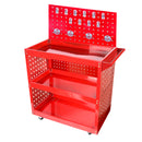 3 Tier Tool Storage Cart Portable Service Utility Heavy Duty Mobile Trolley with Porous Side Panels