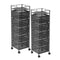 2X 5 Tier Steel Square Rotating Kitchen Cart Multi-Functional Shelves Portable Storage Organizer with Wheels