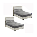 2X Grey 153Cm Wide Mattress Cover Quilted Stretchable Bed Sheet