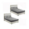 2X Grey 153Cm Wide Mattress Cover Quilted Stretchable Bed Sheet