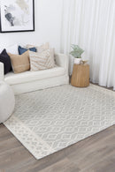 Hazel Brook Grey Lattice Wool Rug