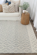 Hazel Brook Grey Lattice Wool Rug