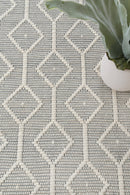 Hazel Brook Grey Lattice Wool Rug