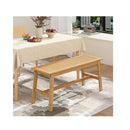 100Cm Bamboo Dining Bench With Handwoven Rattan Seat Natural
