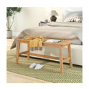 100Cm Bamboo Dining Bench With Handwoven Rattan Seat Natural