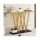 100Cm Gold Entryway Table Console Table With Faux Marble Table White