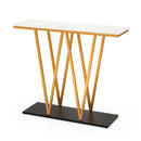 100Cm Gold Entryway Table Console Table With Faux Marble Table White