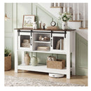 102Cm Small Farmhouse Console Table With Adjustable Shelf Rustic Brown