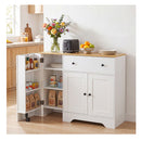 105Cm Storage Buffet Cabinet With 3 Doors Drawer And Shelves White