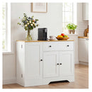 105Cm Storage Buffet Cabinet With 3 Doors Drawer And Shelves White