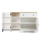 105Cm Storage Buffet Cabinet With 3 Doors Drawer And Shelves White