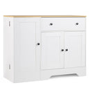 105Cm Storage Buffet Cabinet With 3 Doors Drawer And Shelves White
