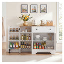 105Cm Storage Buffet Cabinet With 3 Doors Drawer And Shelves White