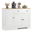 105Cm Storage Buffet Cabinet With 3 Doors Drawer And Shelves White