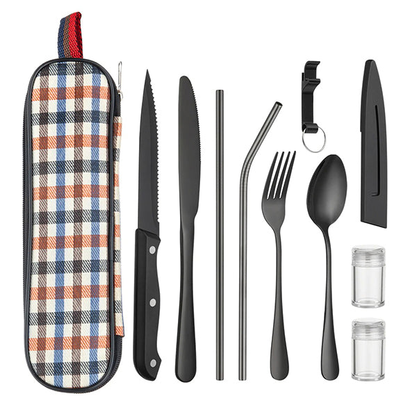 10 Pieces Portable Cutlery Set With Storage Bag