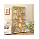 10 Tier Geometric Bookshelf 175Cm With Faux Marble Shelves White