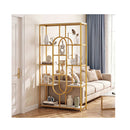 10 Tier Geometric Bookshelf 175Cm With Faux Marble Shelves White