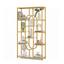 10 Tier Geometric Bookshelf 175Cm With Faux Marble Shelves White