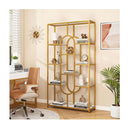 10 Tier Geometric Bookshelf 175Cm With Faux Marble Shelves White
