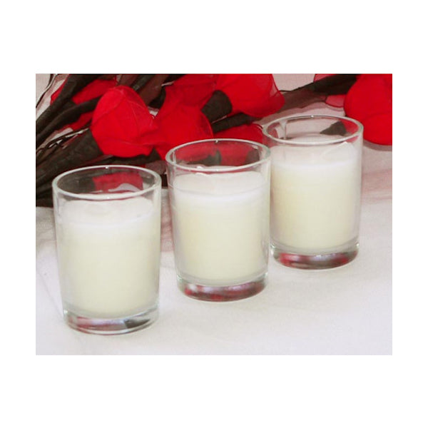 10 White Wax Clear Glass Holder Votive Candle    Wedding Event Centrepiece Table Decoration