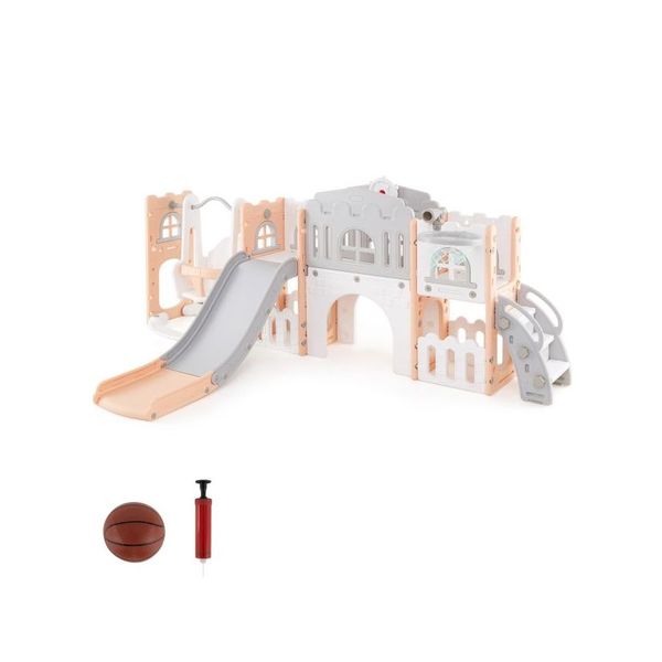 10 In 1 Toddler Swing And Slide Set With Basketball Hoop