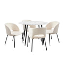 110Cm Round Dining Table With 4Pcs Dining Chairs Sherpa White