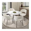 110Cm Round Dining Table With 4Pcs Dining Chairs Sherpa White