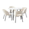 110Cm Round Dining Table With 4Pcs Dining Chairs Sherpa White
