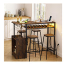 110 X 40 Cm Rectangular Bar Table With Power Strip Rustic Brown