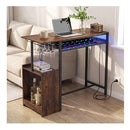 110 X 40 Cm Rectangular Bar Table With Power Strip Rustic Brown