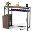 110 X 40 Cm Rectangular Bar Table With Power Strip Rustic Brown