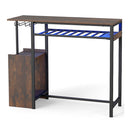 110 X 40 Cm Rectangular Bar Table With Power Strip Rustic Brown